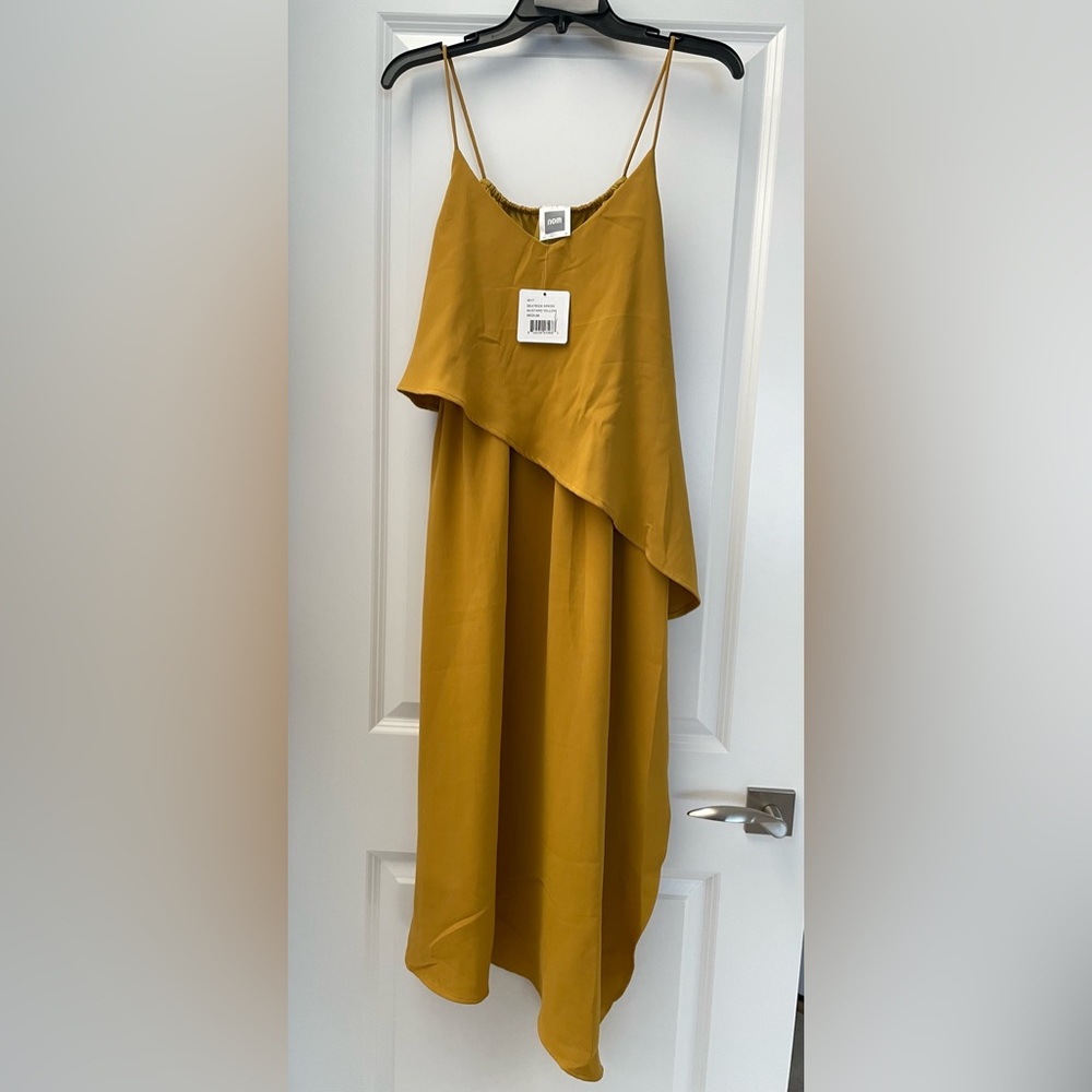 NWT Nom Maternity Beatrice Asymmetric Maternity/Nursing Dress, sz Med, yellow